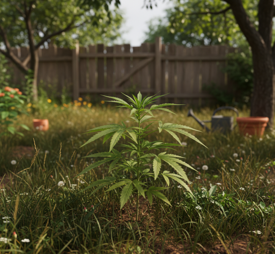 Young plant in wild grass